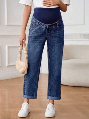 Classic Navy Maternity Boyfriend Jeans